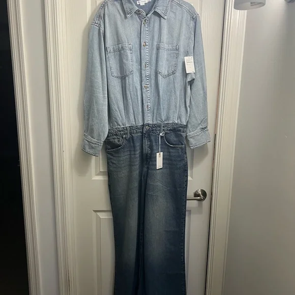 NWT | Good American Denim Shirt Jumpsuit | SZ 3/L - Picture 4 of 6